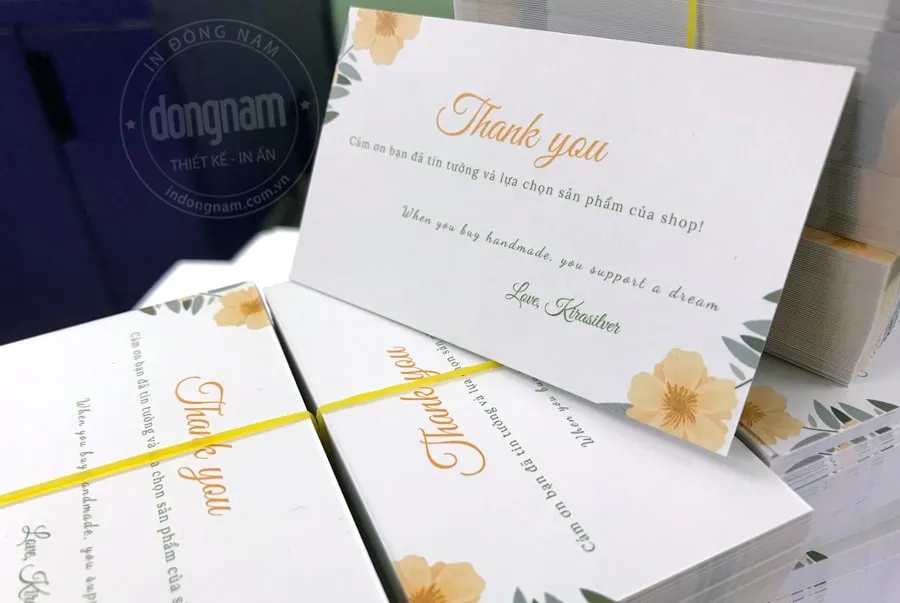 Kích thước thiệp cảm ơn 5.4x9cm tương đương card visit