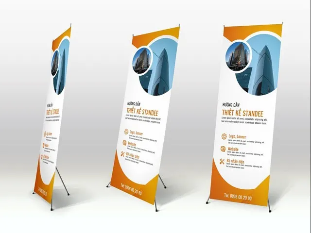Hình minh họa kích thước standee đứng phổ biến 60x160cm