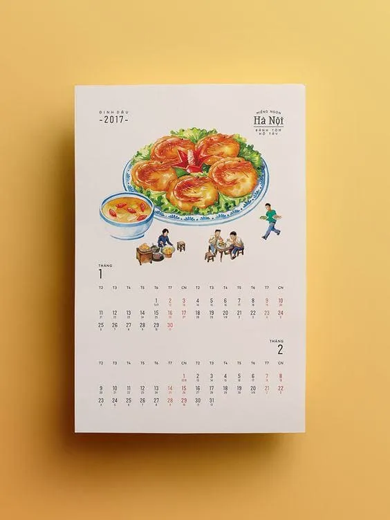 Bố cục lịch treo tường thể hiện sự sắp xếp hài hòa giữa hình ảnh và phần ngày tháng