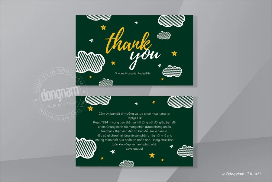 Mẫu card cảm ơn tone màu đậm ấn tượng