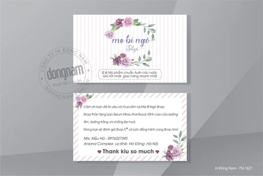 Mẫu card cảm ơn khách hàng cho shop kinh doanh hóa mỹ phẩm