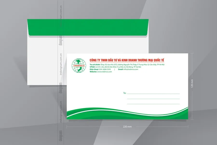 Mẫu phong bì đẹp A6 sử dụng tone màu xanh lá tươi mát