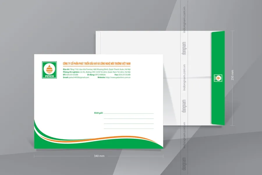 Mẫu phong bì đẹp khổ A4 công ty công nghệ môi trường