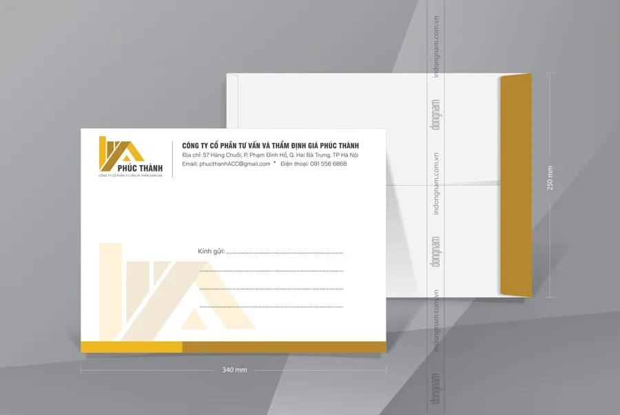 Mẫu phong bì đẹp khổ A4 công ty thẩm định giá
