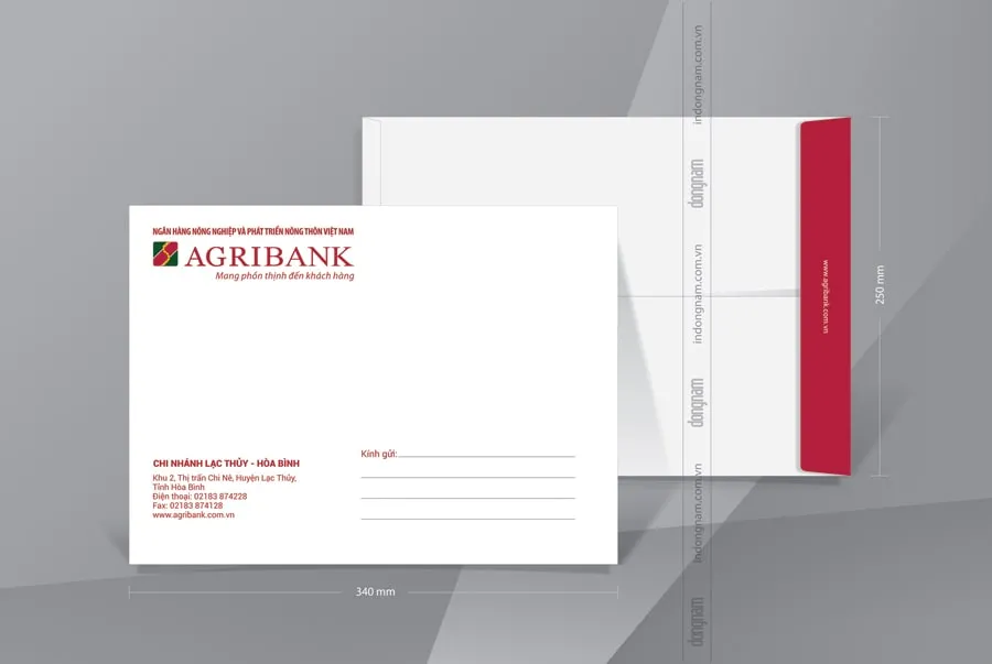 Mẫu phong bì đẹp khổ A4 ngân hàng Agribank, thiết kế nhận diện