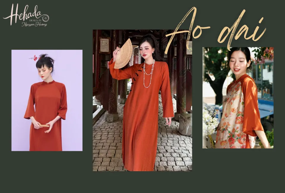 Cô gái duyên dáng trong tà áo dài màu cam đất hợp da ngăm