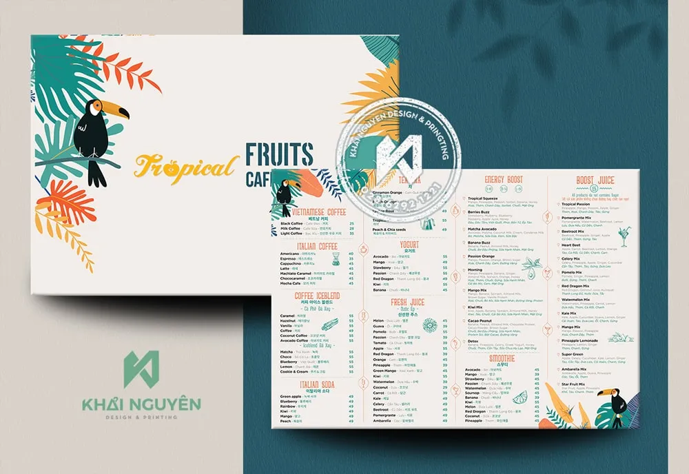 Mẫu menu dạng tờ đơn cho quán cafe