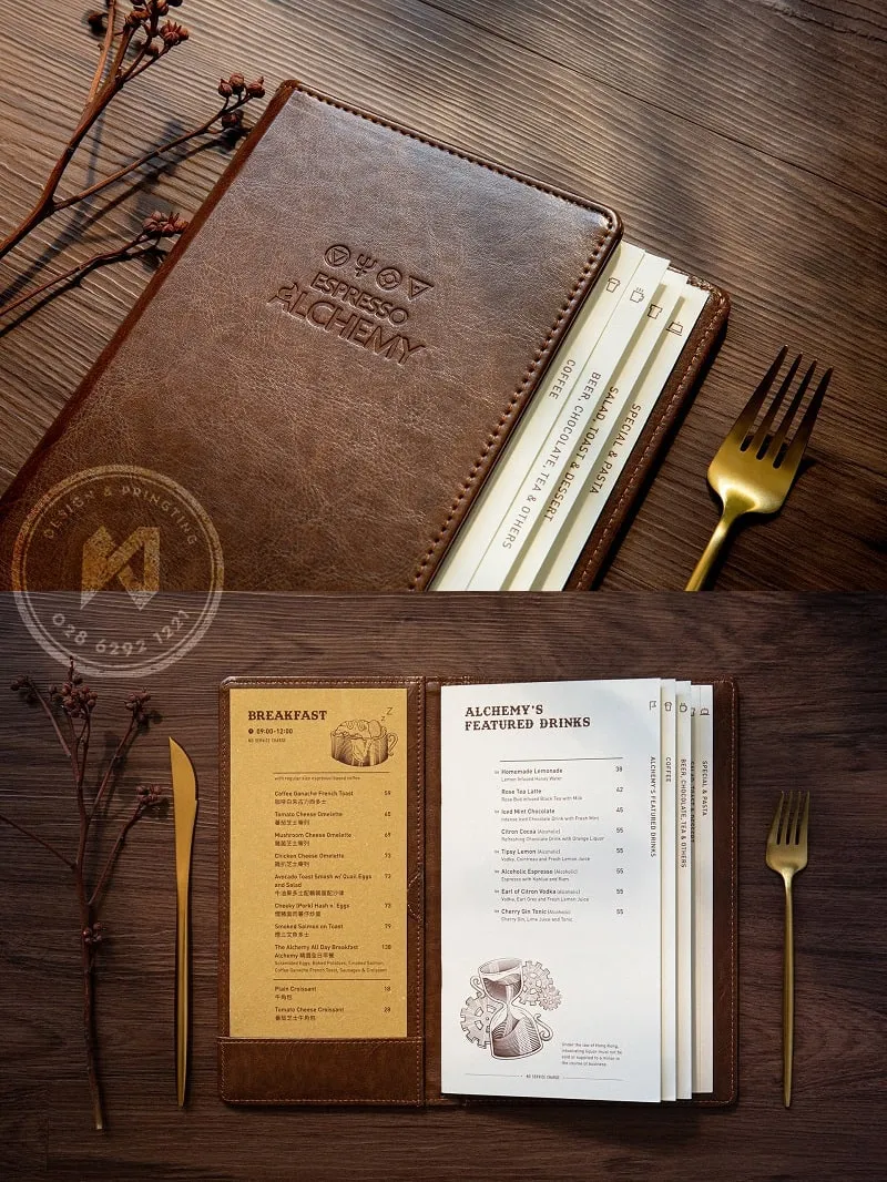 Mẫu menu da đẹp có tag giá sáng tạo