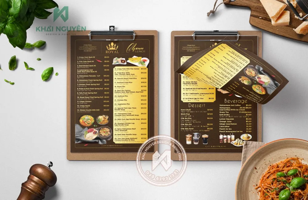 Thiết kế menu trưa cho nhà hàng Royal