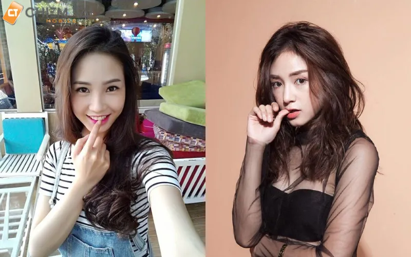 Cô gái tạo dáng cute bằng cách cắn nhẹ đầu ngón tay