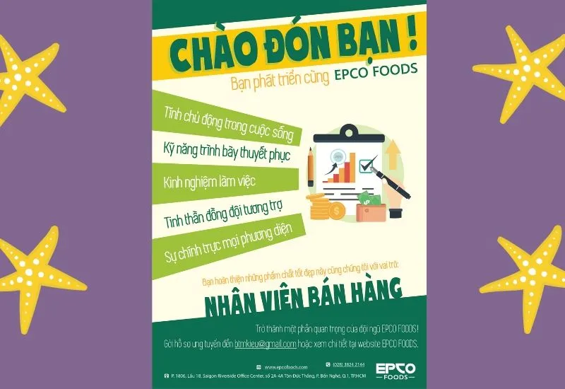 Mẫu poster tuyển dụng nhân viên bán hàng thu hút khách hàng và ứng viên