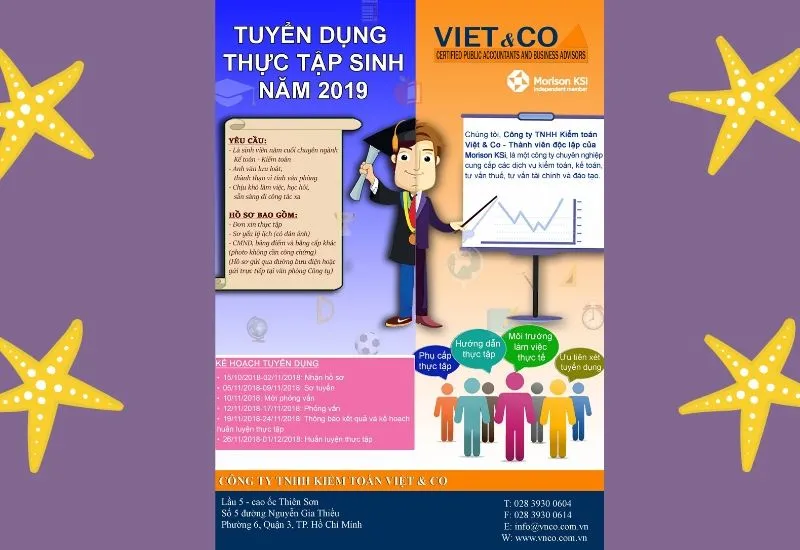 Poster tuyển dụng vị trí kế toán với yêu cầu công việc rõ ràng