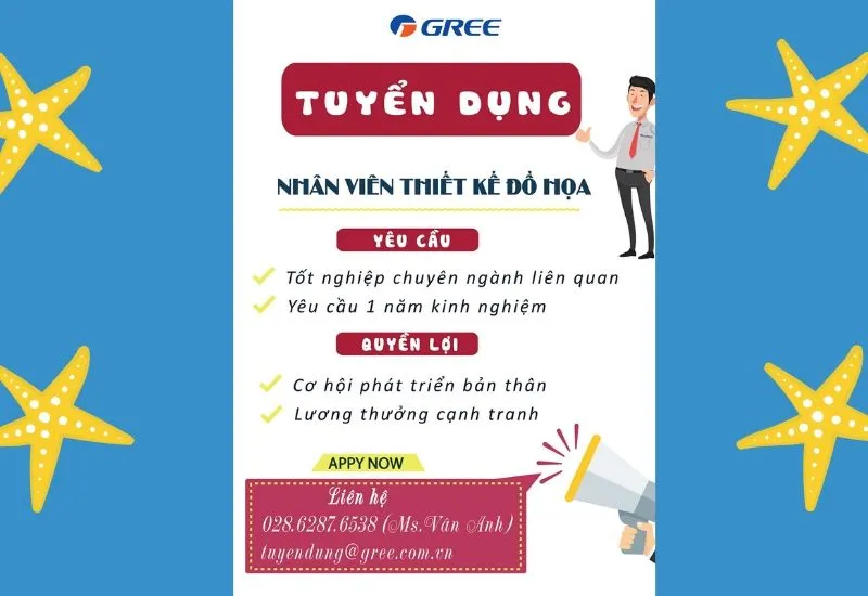 Poster tuyển dụng nhân viên thiết kế (graphic designer) sáng tạo và ấn tượng