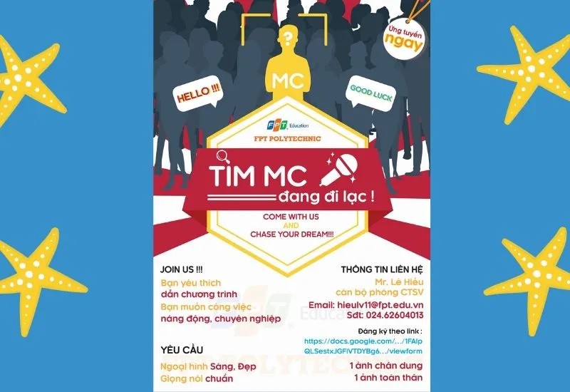 Mẫu poster tuyển dụng MC chuyên nghiệp