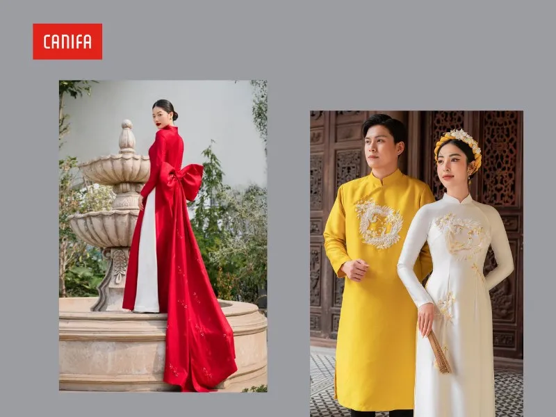 Mẫu áo dài thêu tay cao cấp từ Áo dài Tulip Hà Nội