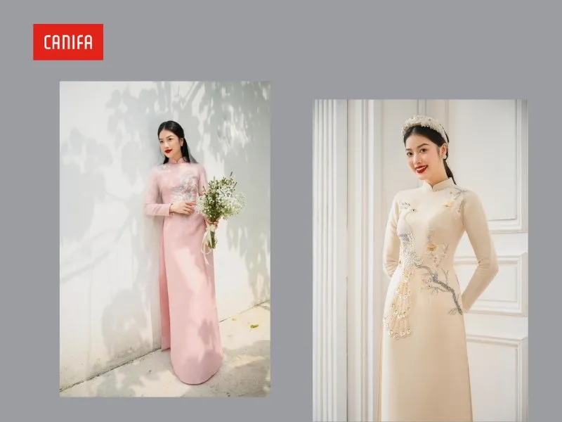 Áo dài Ngân An với đường may tỉ mỉ và đa dạng lựa chọn