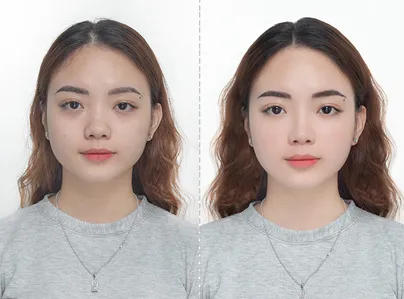 Ảnh khách hàng trước và sau khi chụp ảnh thẻ tại studio