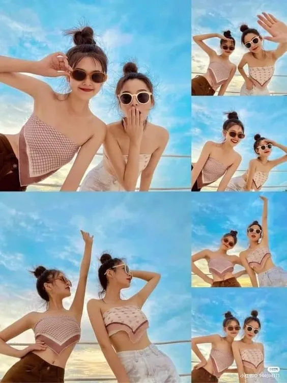 Cô gái đứng dựa vào tường nhìn nghiêng
