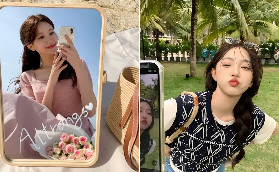 Tự selfie cũng là cách tạo dáng chụp ảnh biển kiểu Hàn Quốc được ưa chuộng