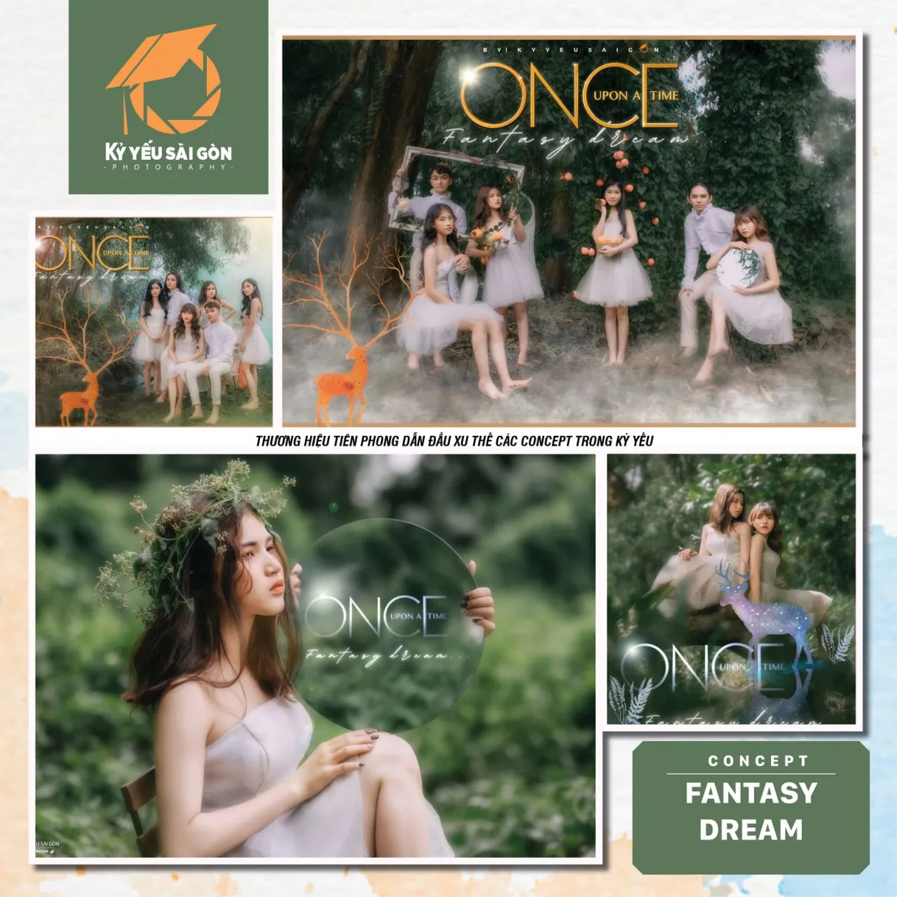 Nhóm bạn trẻ đang vui đùa trong buổi chụp ảnh kỷ yếu theo concept picnic