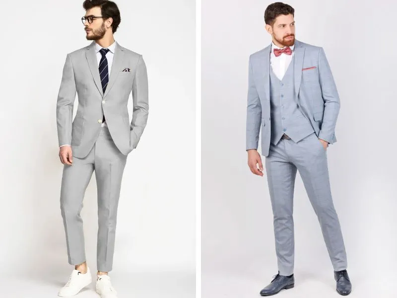 Áo vest chú rể màu xám cổ điển